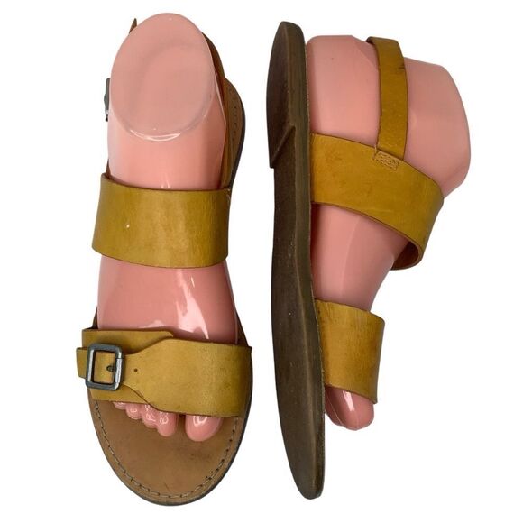 Madewell Boardwalk Buckled Strap Light Brown Leather Women’s Flat Sandals Sz 8 - Picture 1 of 12
